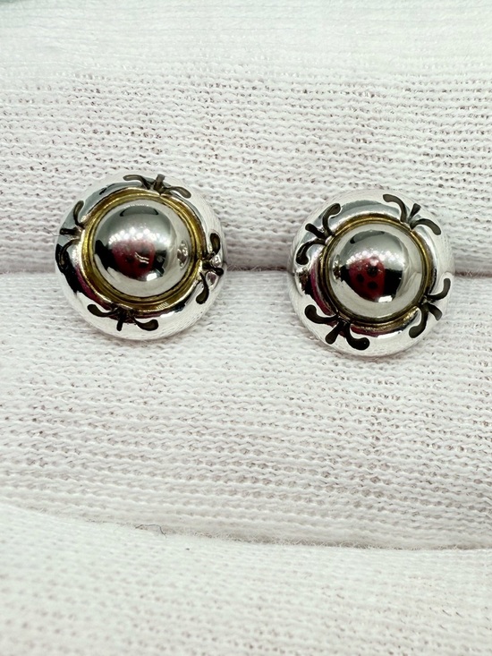 Nordstrom Jewelry - Sterling Silver Two-Tone Dome Stud Earrings - Silver & Gold Accent